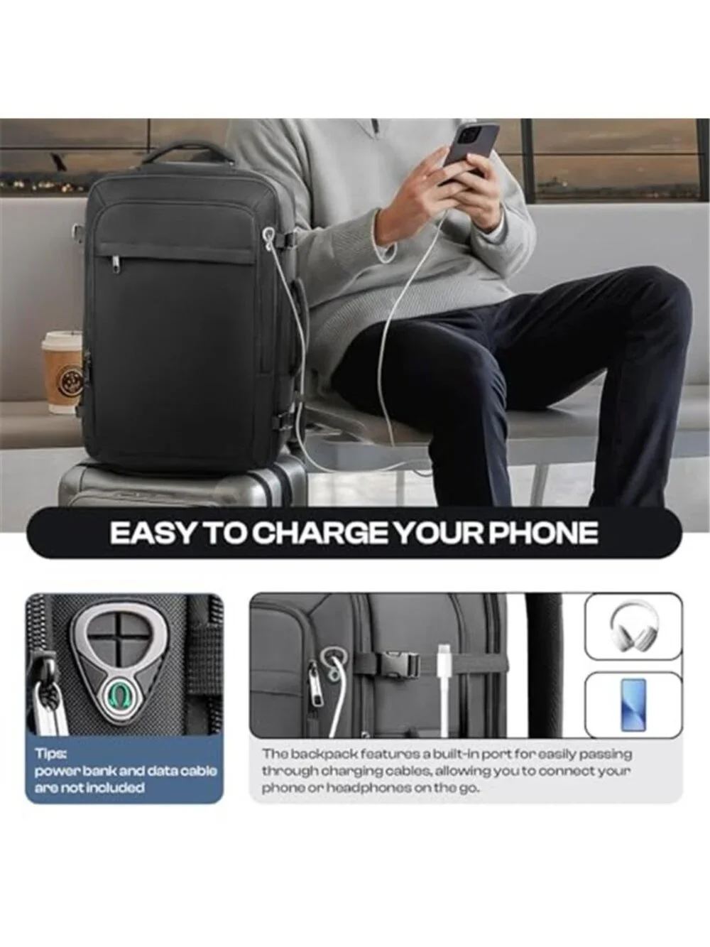 40L 50L Travel Backpack TSA Approved Carry On Laptop Bag 17 Inch Expandable